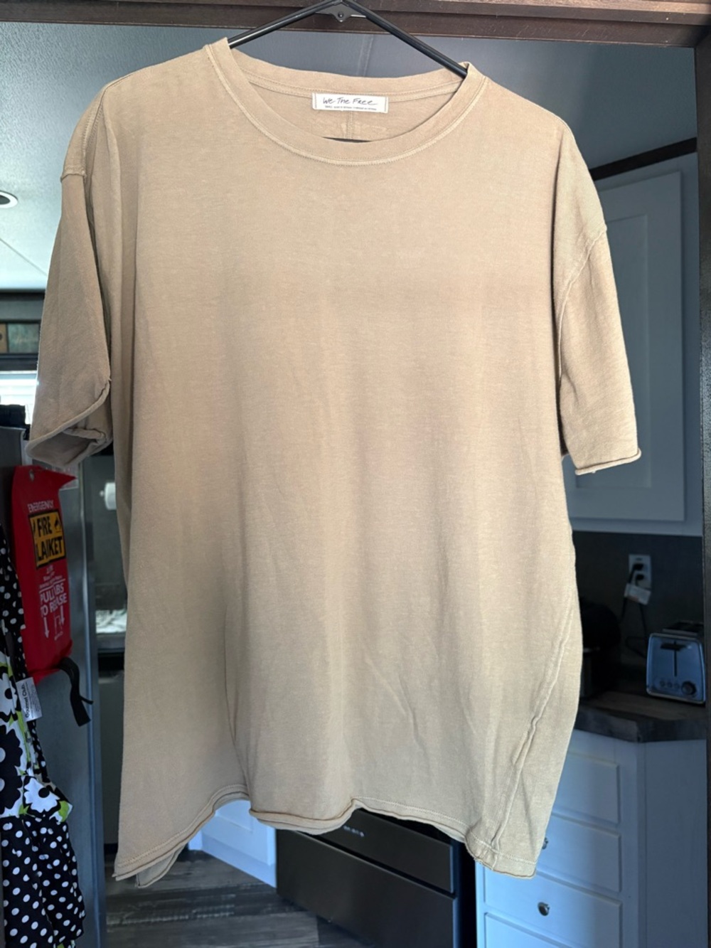Free People Beige Short Sleeve Crew Tee